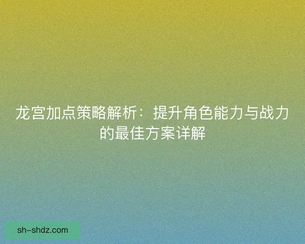龙宫加点策略解析：提升角色能力与战力的最佳方案详解
