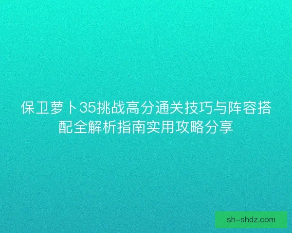 保卫萝卜35挑战高分通关技巧与阵容搭配全解析指南实用攻略分享