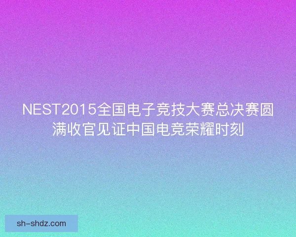 NEST2015全国电子竞技大赛总决赛圆满收官见证中国电竞荣耀时刻