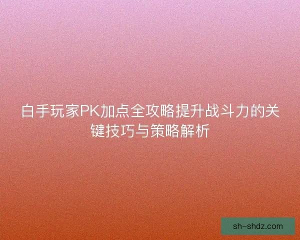白手玩家PK加点全攻略提升战斗力的关键技巧与策略解析 白手玩家PK加点全攻略提升战斗力的关键技巧与策略解析